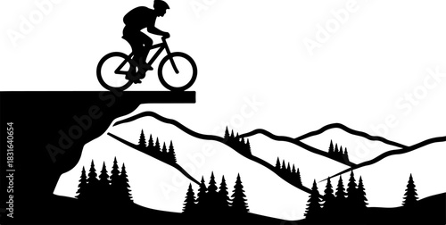 Cyclist on Mountain Trail Vector
