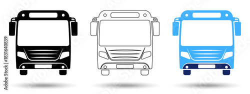Bus icon. Bus icon on a white background, isolated. The icon has three uses in applications and websites. Vector illustration. Bus icon on a white background.