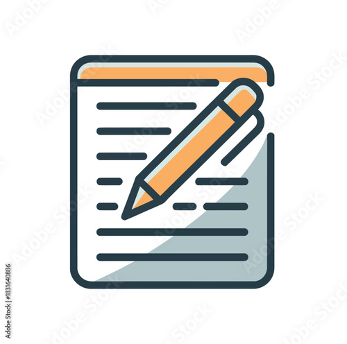 A pen is writing on a lined notepad, representing education and writing.