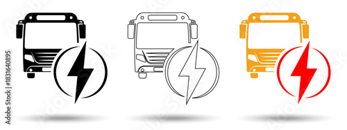 Electric bus icon. Electric bus icon on a white background, isolated. The icon has three uses in applications and websites. Vector illustration. Electric bus icon on a white background.