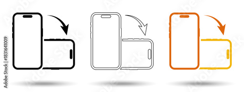 Phone rotation icon. Phone rotation icon on a white background, isolated. The icon has three uses in applications and websites. Vector illustration. Phone rotation icon on a white background.