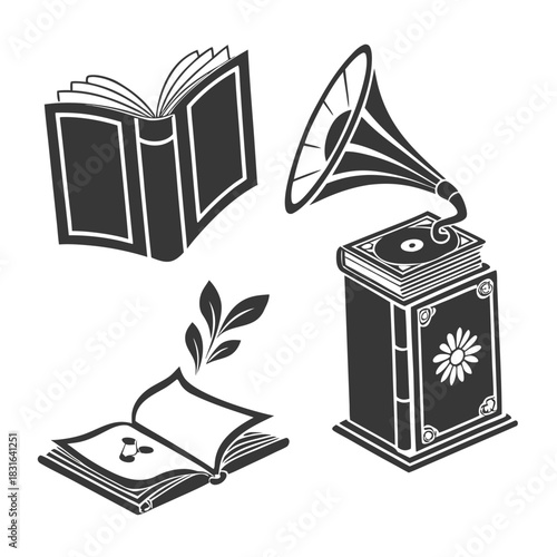 “Creative Book and Nature Vector Design – Bird and Leaves Artwork”