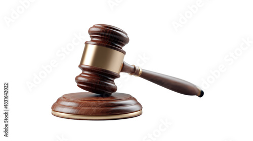 Justice Hammer: An elegant wooden gavel, symbolic of authority and judgment, rests on its base, exuding an aura of legal precision and order.