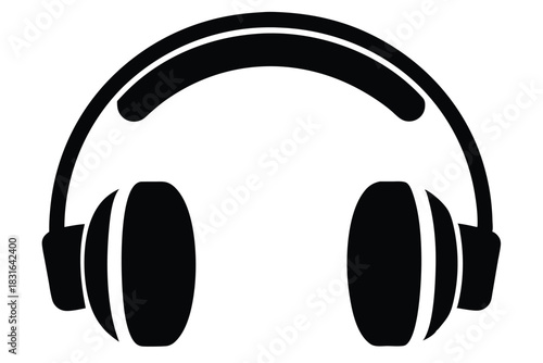 headphone black and white silhouette on white background
