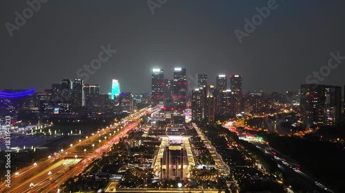 Wallpaper Mural Chengdu Skyline at Night - Aerial City Photography with Tower Torontodigital.ca