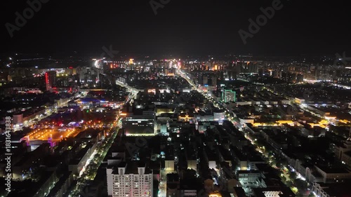Wallpaper Mural Zhangye City Nightscape - Aerial View of Gansu Urban Lighting and Traffic Torontodigital.ca