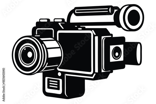 handycam black and white silhouette on white background