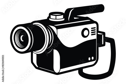 handycam black and white silhouette on white background