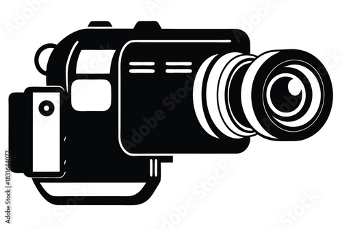 handycam black and white silhouette on white background