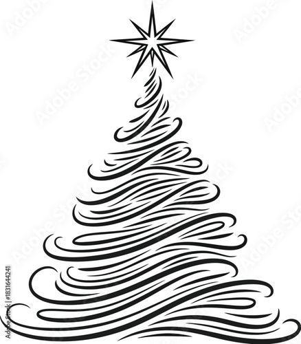 Elegant christmas tree design with star topper on a clean white background