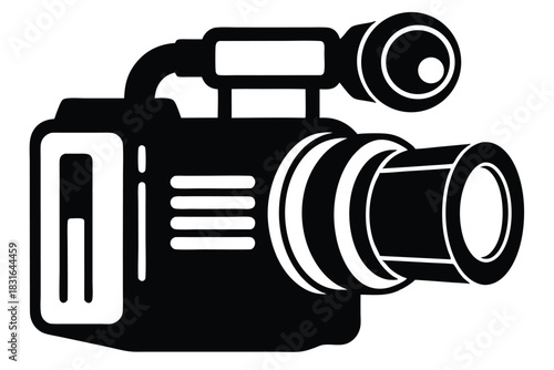 handycam black and white silhouette on white background