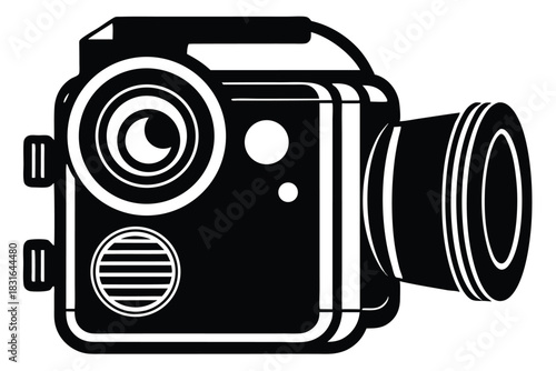 handycam black and white silhouette on white background