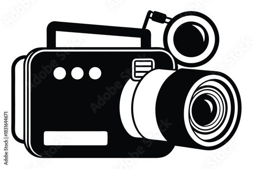 handycam black and white silhouette on white background