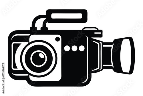 handycam black and white silhouette on white background