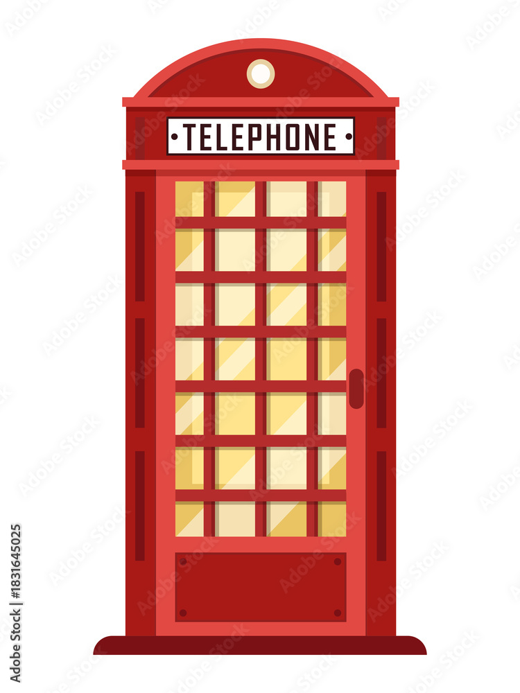 Obraz premium Classic red telephone booth isolated design illustration