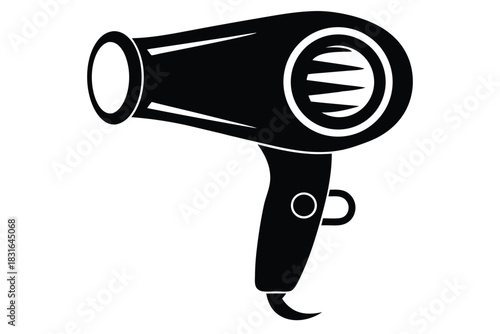 hair dryer black and white silhouette on white background