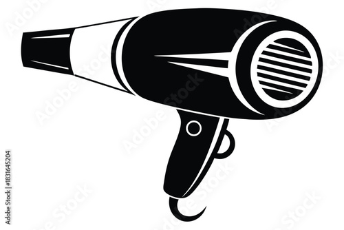 hair dryer black and white silhouette on white background