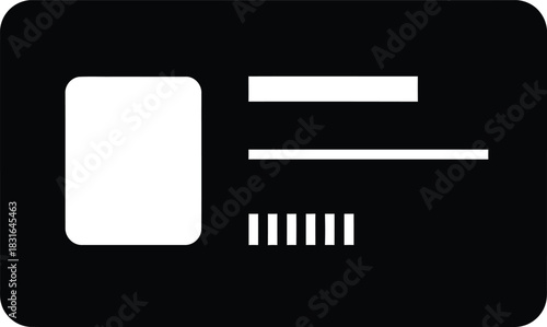 Modern Business Identity Card Icon Design: Corporate Employee ID Badge with Company Logo, Profile Photo Silhouette, Placeholder Name/Title Text, and Angled Corner Graphics Vector.
