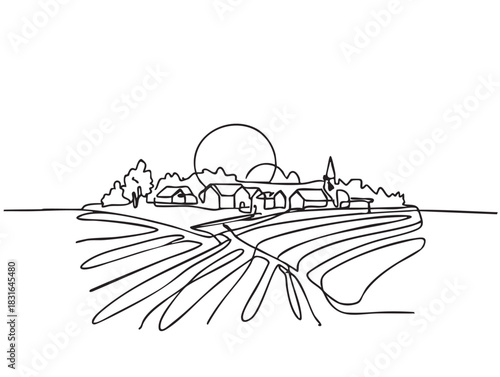 Doodles fields, sketch fields landscape. hand drawn illustration