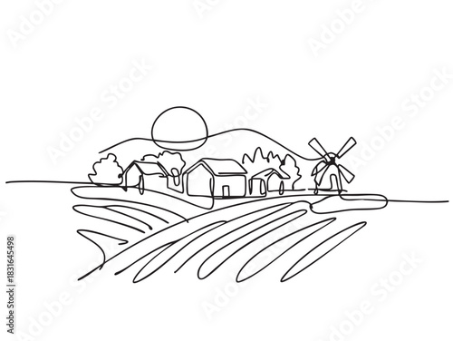 Doodles fields, sketch fields landscape. hand drawn illustration