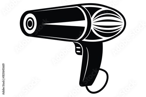 hair dryer black and white silhouette on white background