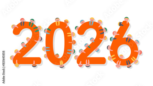 2026: A visual representation of the year 2026. A group of diverse people join together as an important element of the image. The image embodies a sense of community, progress.