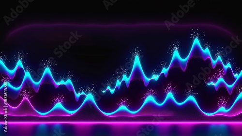 Blue and magenta neon soundwave abstract background 4K 09