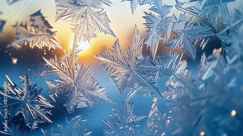 Frosty Window Art: Intricate ice crystals adorn a window pane, creating a captivating display of nature's artistry and the ephemeral beauty of winter.
