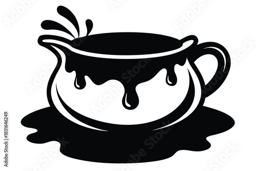 gravy black and white silhouette on white background