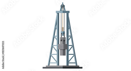 Drilling Rig Illustration of a Heavy Construction Crane