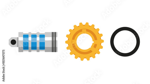 A set of isolated mechanical components for industrial engineering concepts