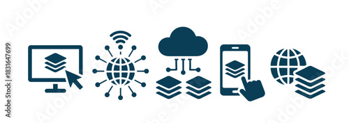 Digital data layers are accessed via computer, smartphone, and cloud.