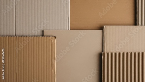 Various textures and shades of corrugated and flat cardboard