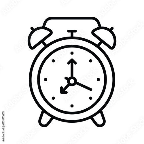 Classic alarm clock outline icon, premium vector