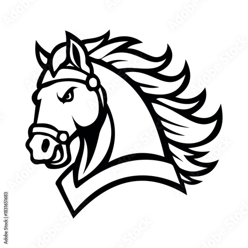Line Race Horse Character Mascot Logo Vector Template