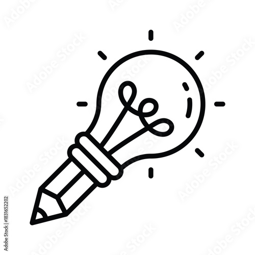 Creativity, writing skills, and idea generation, creative writing outline icon