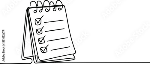 Checklist on a spiral notebook