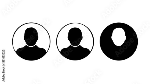 Vector Icon Set of User Profiles in Circular Frames for UI and UX Design