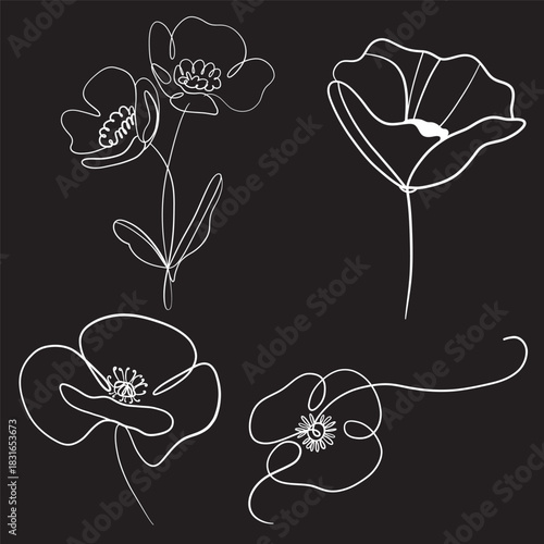 Elegant Hand drawn of flowers. Vector illustration.