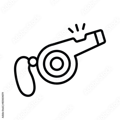 Creatively designed outline style icon of whistle, discipline, sports coaching, and school activities