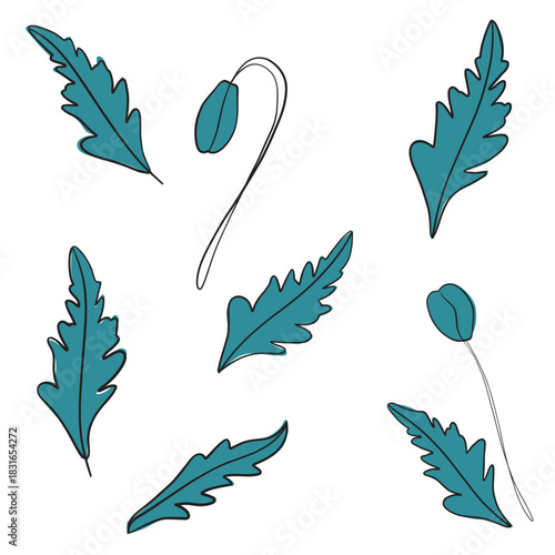 set of green leaves