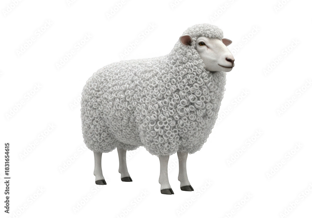 Fototapeta premium Realistic sheep isolated on transparent background for farm, nature and agriculture themes