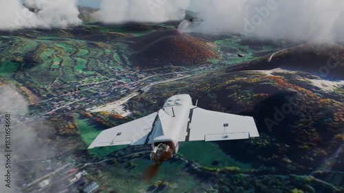 Russian multi-purpose military drone known as Gerbera in the sky - 3D rendering