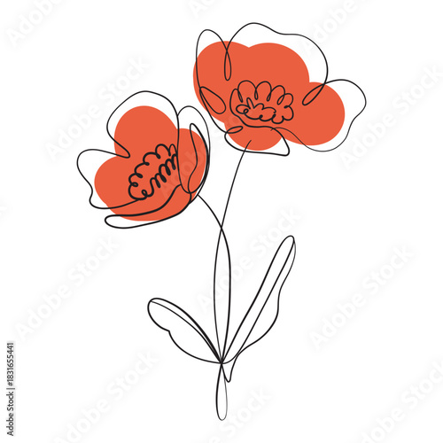Elegant Hand drawn of flowers. Vector illustration.