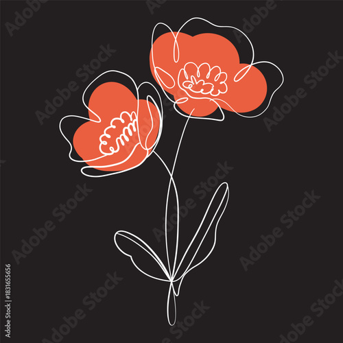 Elegant Hand drawn of flowers. Vector illustration.