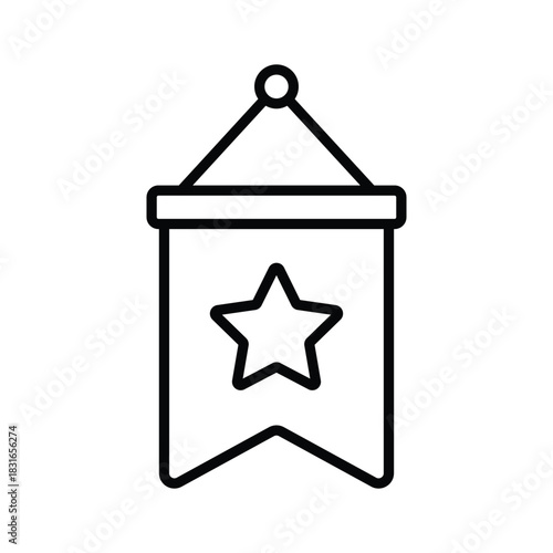 Trendy outline icon of hanging pennant flag, school pride, awards, and celebration