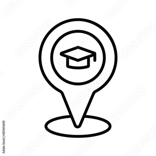 outline style icon of school or campus location, premium vector