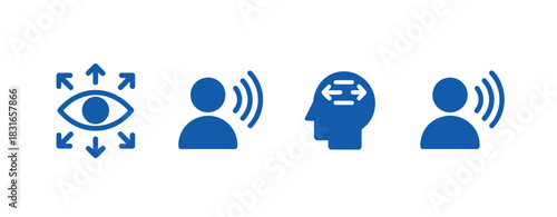 A visual representation of perception, communication, and thought processes through abstract icons.