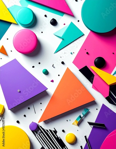 Abstract background in Memphis style with geometric shapes