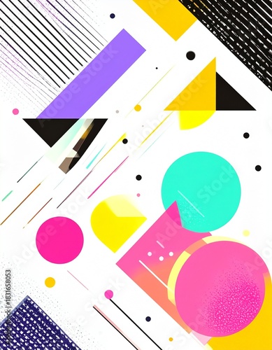 Abstract background in Memphis style with geometric shapes